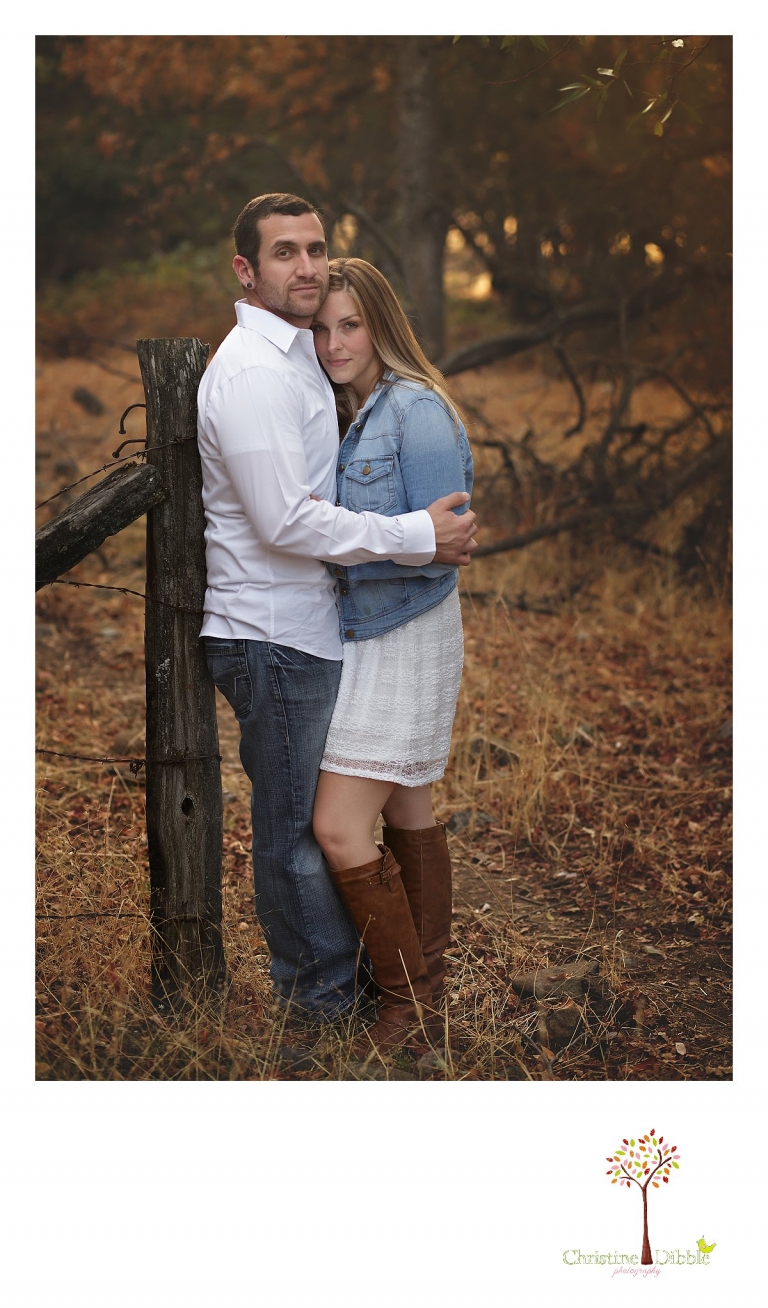 Sonora and Murphys family photographer  Christine Dibble Photography takes romantic fall engagement photos of a couple during a Murphys family photography session.