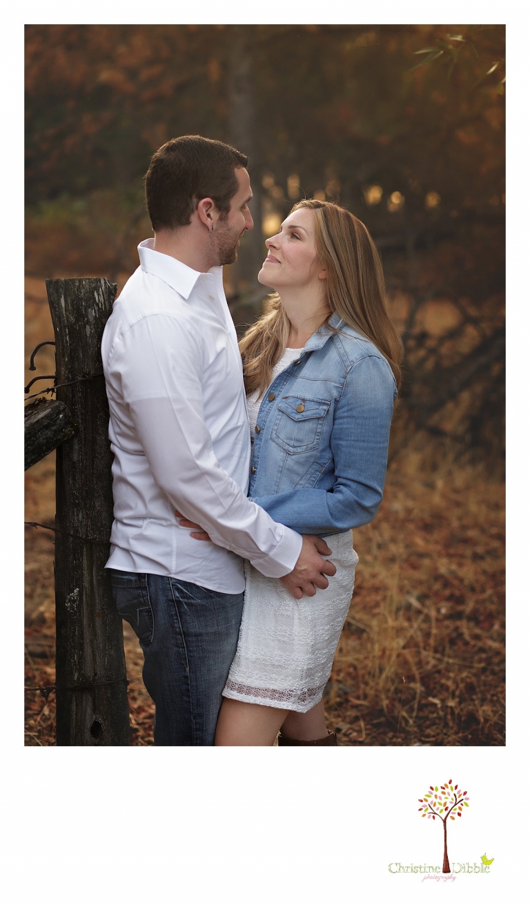 Sonora and Murphys family photographer  Christine Dibble Photography takes romantic fall engagement photos of a couple during a Murphys family photography session.