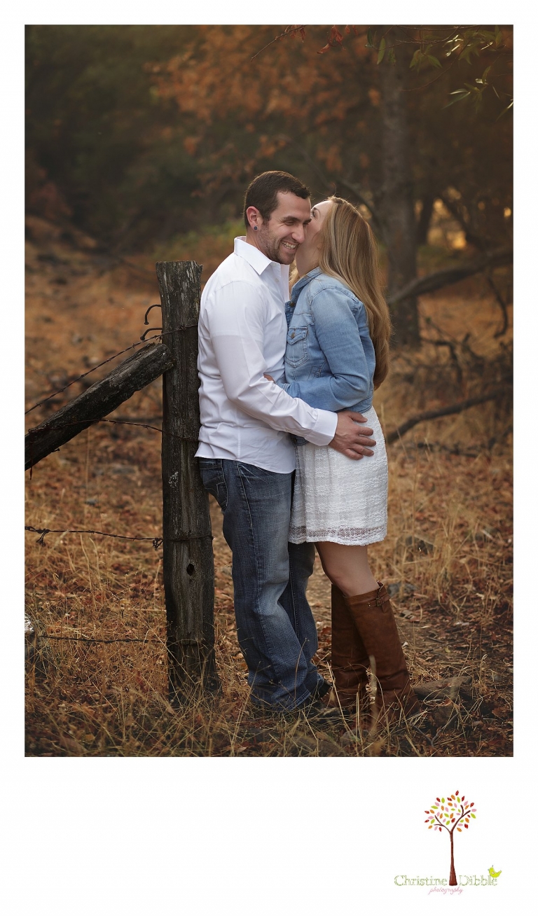 Sonora and Murphys family photographer  Christine Dibble Photography takes romantic fall engagement photos of a couple during a Murphys family photography session.