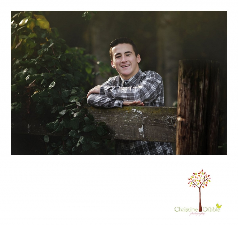 Sonora childrens photographer Christine Dibble Photography takes photos of a teen boy at Twain Harte Tree Farm.