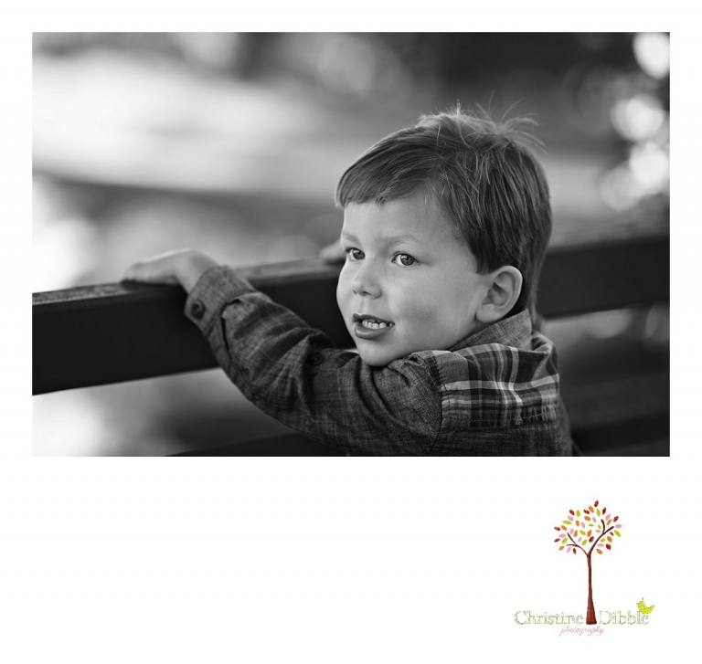 Sonora photography by Christine Dibble Photography captures photos of a little boy playing on a bridge during mini sessions at Sierra College in Grass Valley.