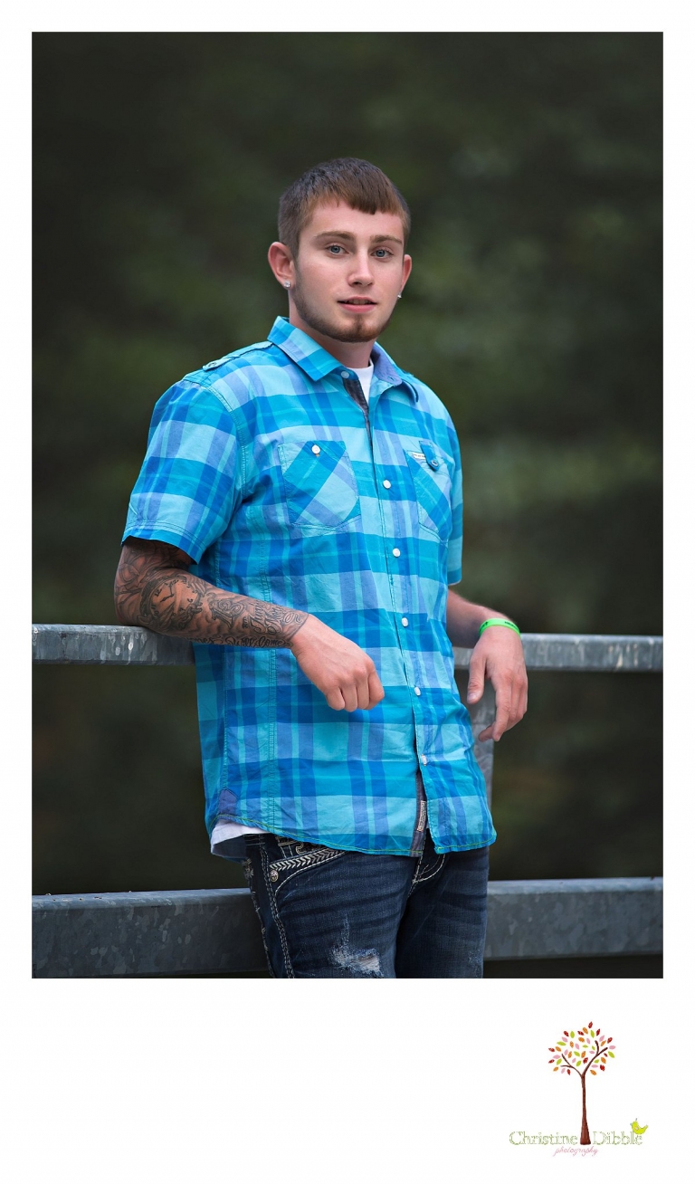 Sonora, Summerville and Turlock senior portrait photographer Christine Dibble Photography takes outdoor senior photos of a boy in a wooded setting near Twain Harte.