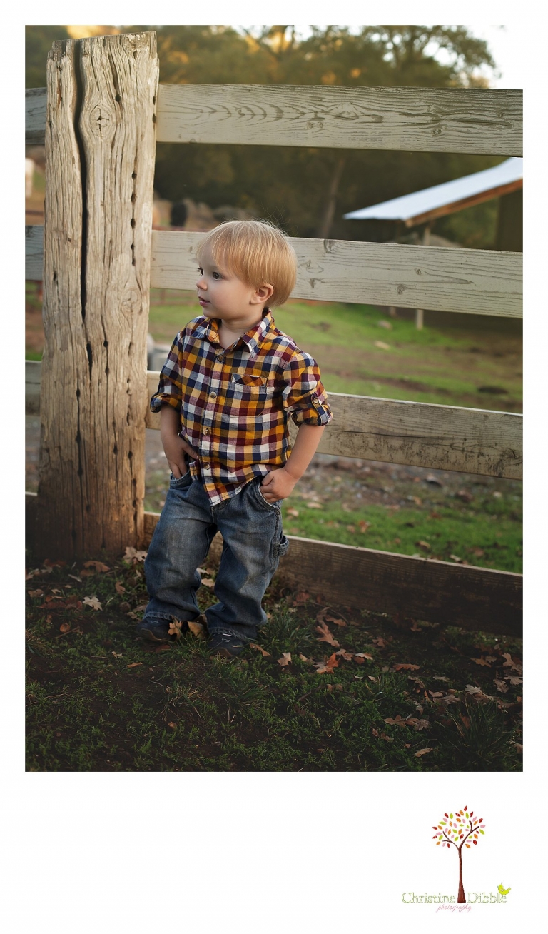 Best Sonora family photographer Christine Dibble Photography photographs a young farmer in front of a fence.