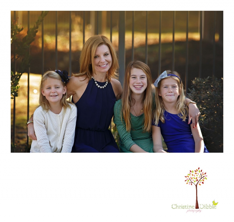 Christine Dibble Photography, best Sonora family photographer, takes outdoor portraits of a mom and her girls in their renovated backyard in Tuolumne.
