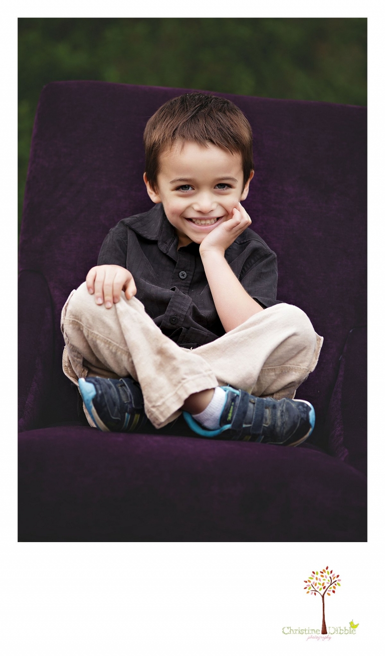 Sonora photographer Christine Dibble Photography takes a photo of a preschool age boy during a four generation photo session near Sonora.