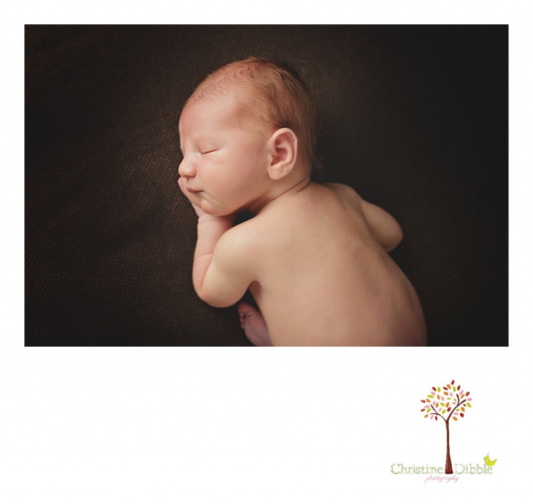 Sonora newborn photography session by Christine Dibble Photography captures a sleeping baby boy on a blanket.
