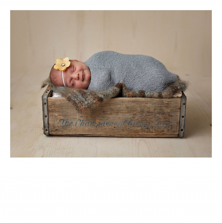 Sonora newborn photography by Christine Dibble Photography includes studio sessions with newborn babies posed on antique boxes and baskets.