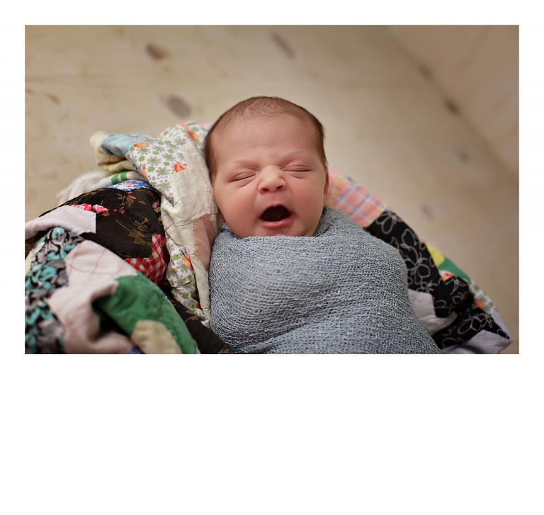 Sonora newborn photographer Christine Dibble Photography takes newborn portraits of babies yawning during their newborn photography session.