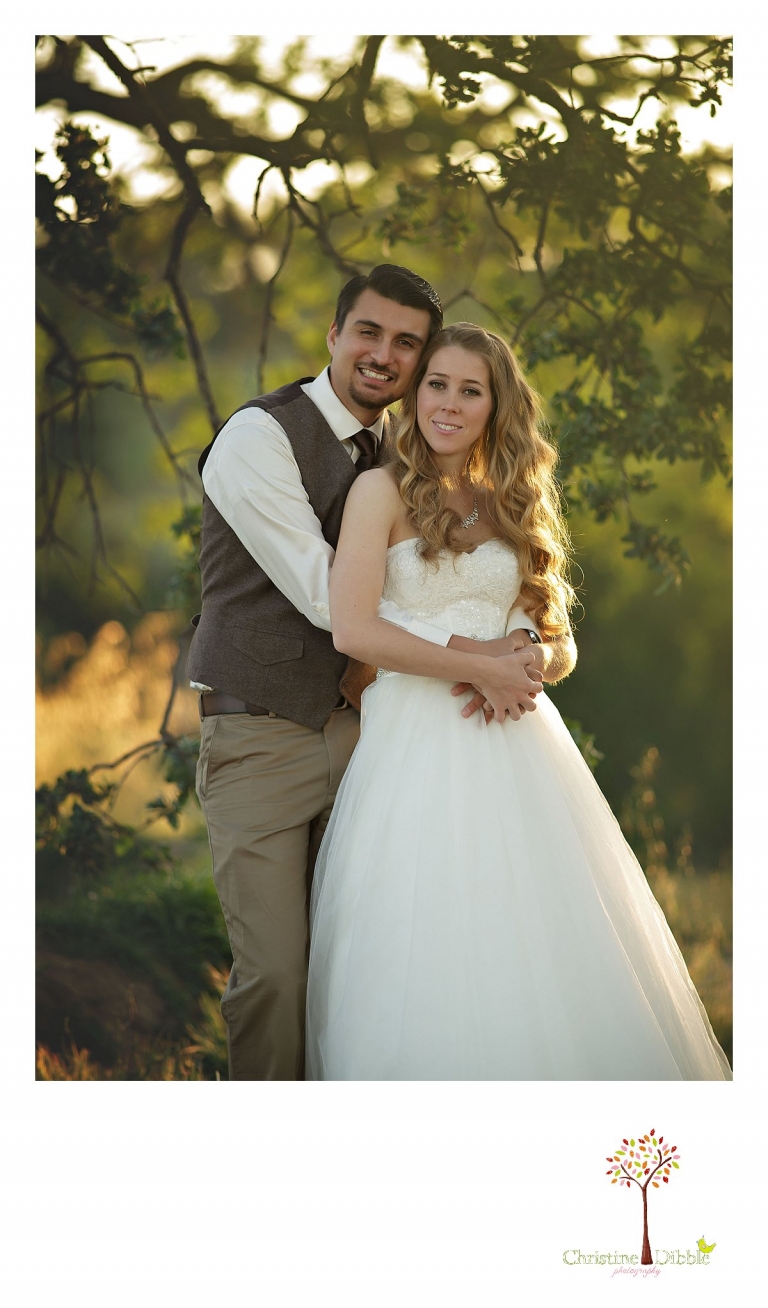 Sonora wedding photographer Christine Dibble Photography takes couple portraits at sunrise of a bride and groom before their Don Pedro Hacienda wedding ceremony and reception.
