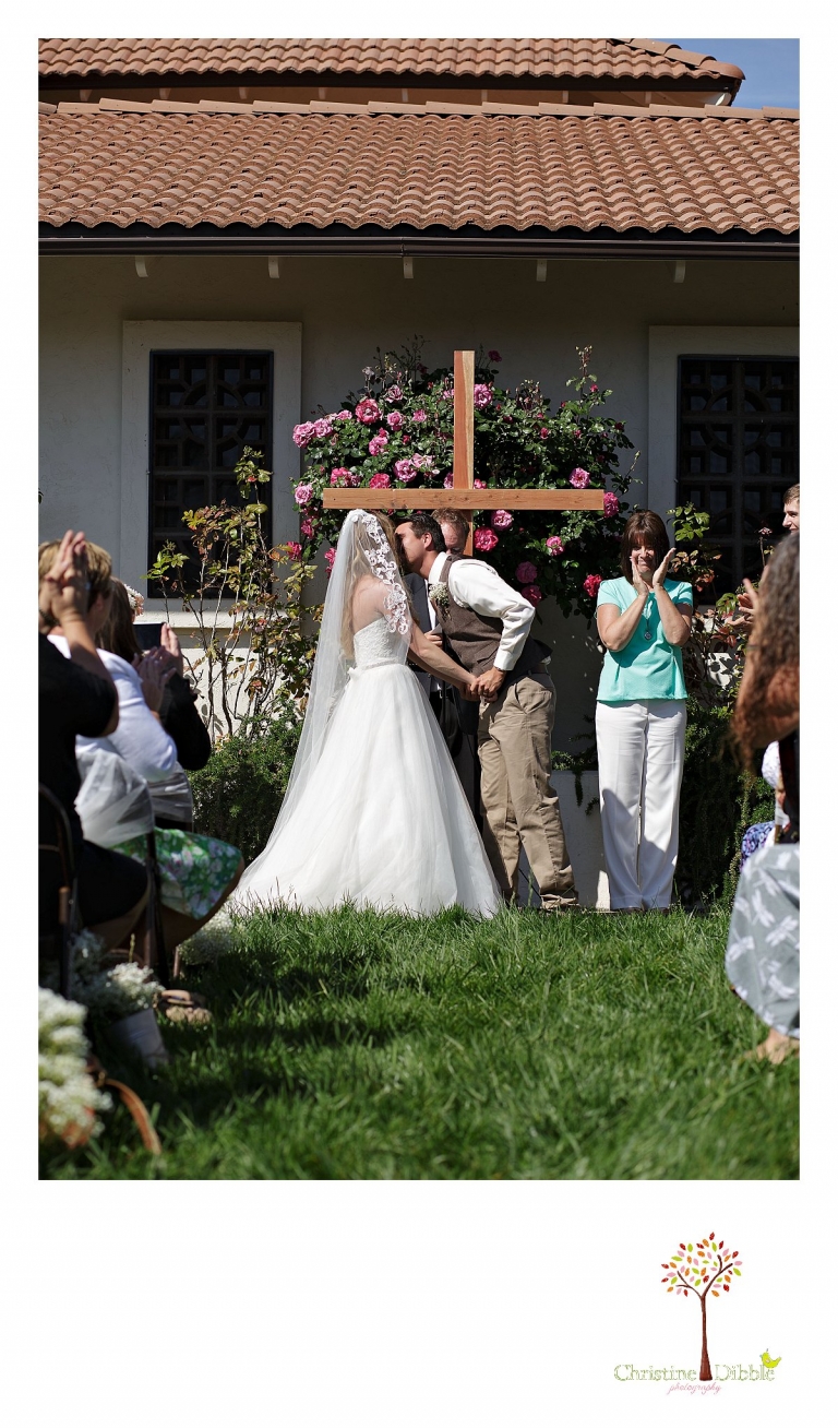 Don Pedro Hacienda photographer, Sonora wedding photographer Christine Dibble Photography captures the first kiss during the wedding ceremony.