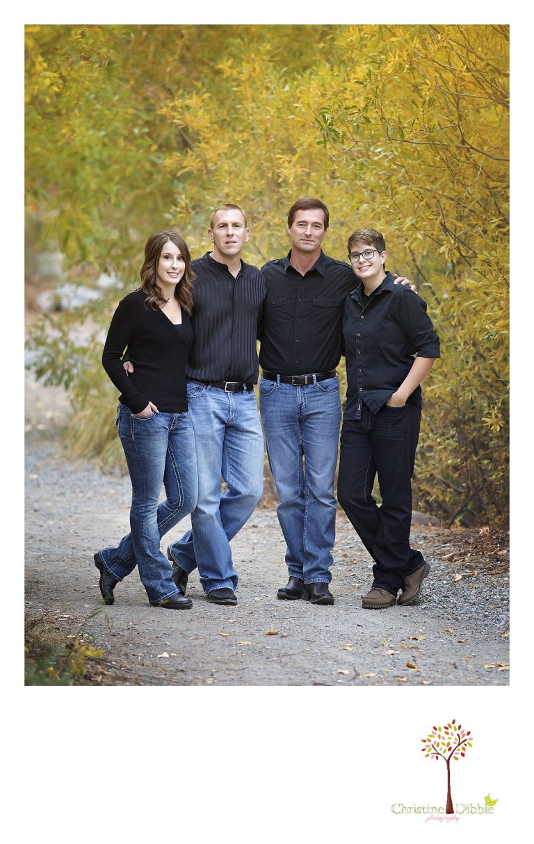 Sonora and Reno family and wedding photographer Christine Dibble Photography takes fall family portraits of two dads and their children.