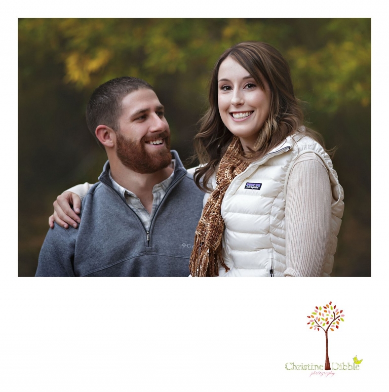 Sonora and Reno family and wedding photographer Christine Dibble Photography takes photos of an engaged couple as the groom looks at the bride during a photo session at Galena Park.