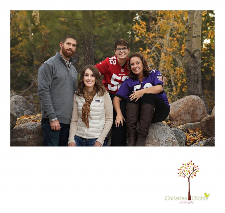 Sonora and Reno family and wedding photographer Christine Dibble Photography captures the grown children of the family during family portraits at Galena Park.