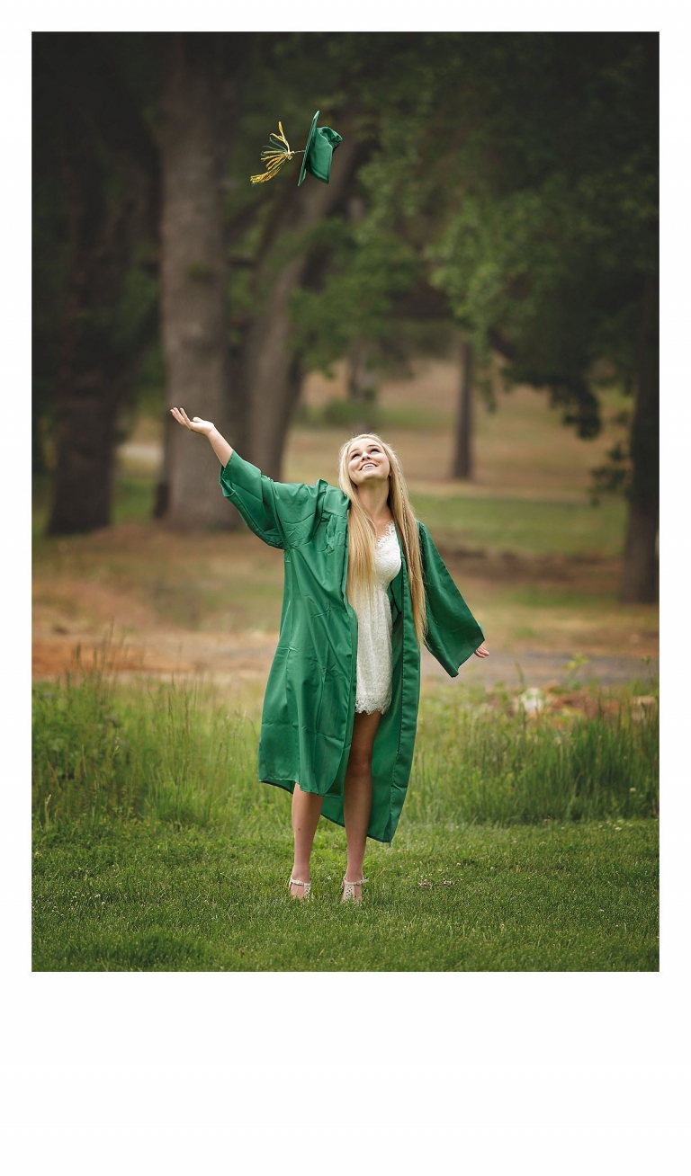 Sonora family photographer Christine Dibble Photography photographs a family at Indigeny Reserve as the oldest throws her mortar board in the air.