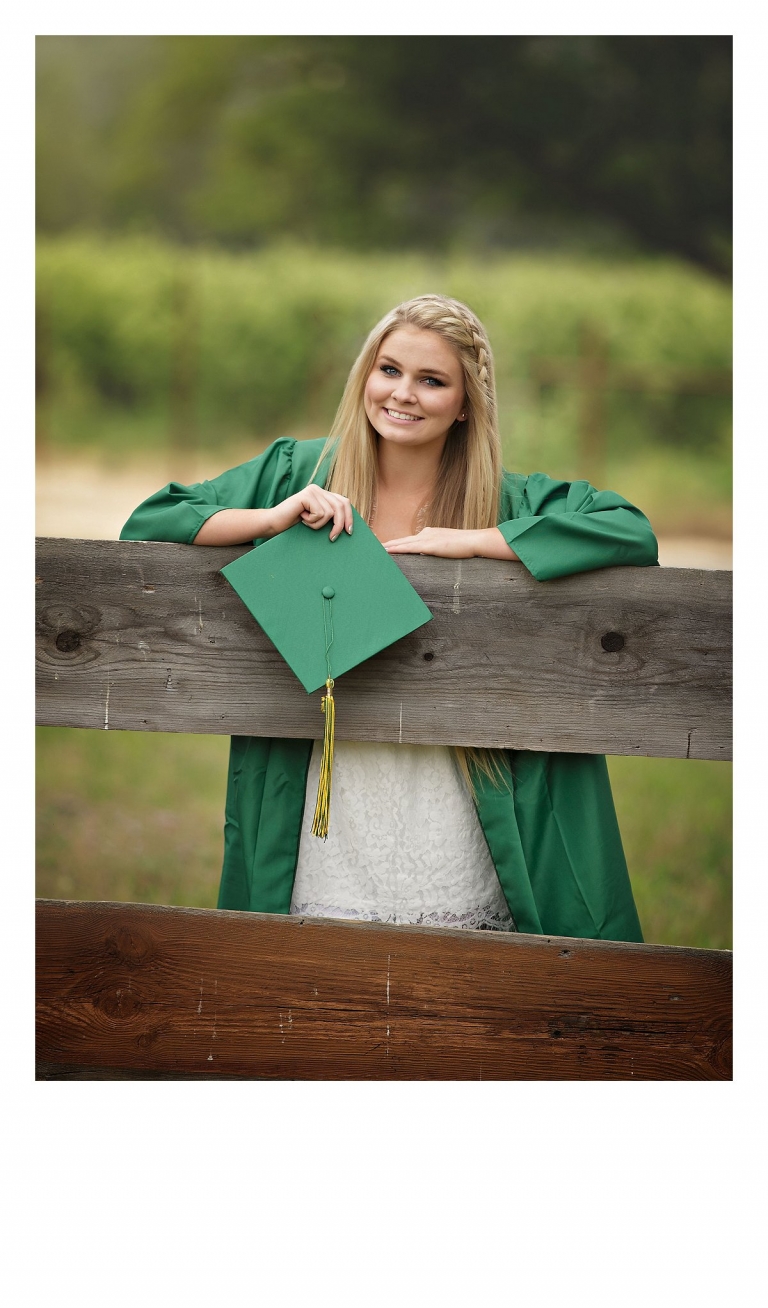 Sonora family photographer Christine Dibble Photography photographs a family at Indigeny Reserve and their oldest daughter as she poses in cap and gown.