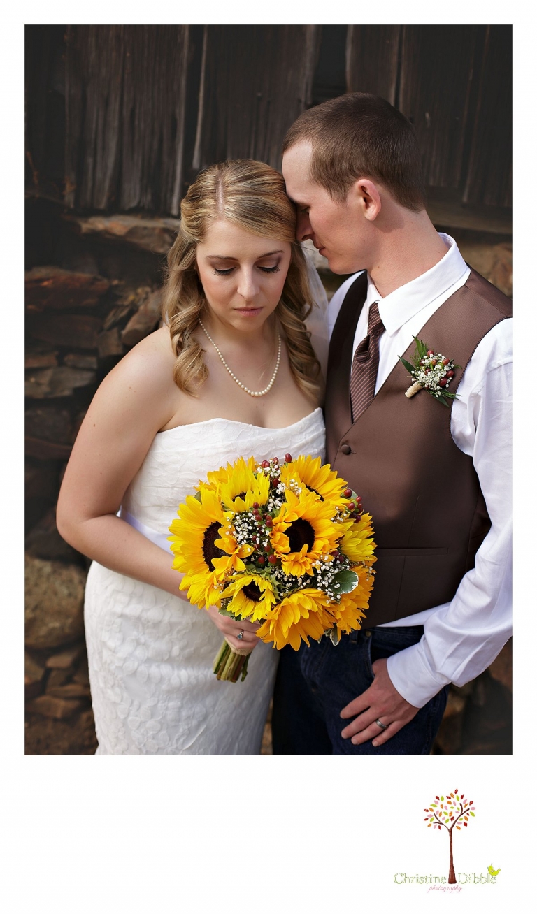 Sonora, CA wedding photography by Christine Dibble Photography photographs a bride and groom during portraits at their Mother Lode Ranch wedding.