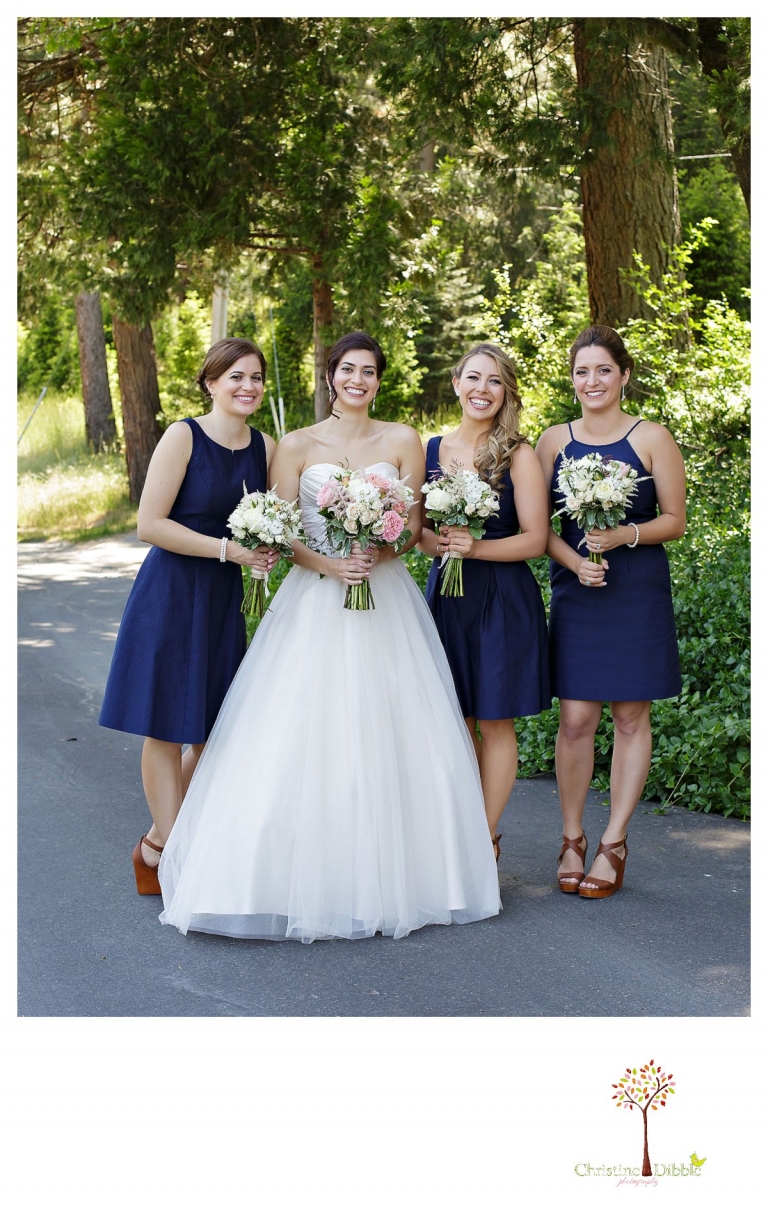 Sonora wedding photographer Christine Dibble Photography photographs a Twain Harte Tree Farm wedding and the bridal party before the ceremony.