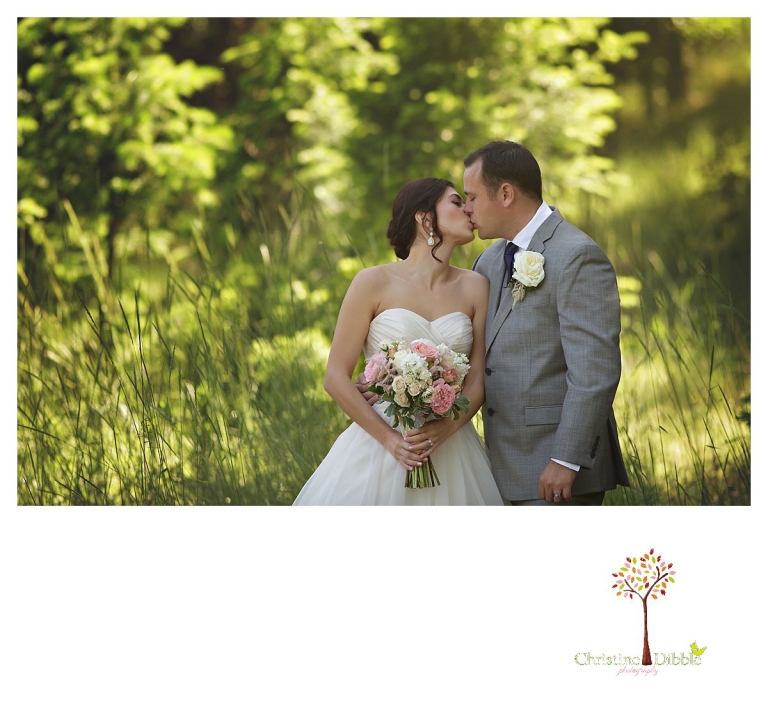 Sonora wedding photographer Christine Dibble Photography photographs a Twain Harte Tree Farm wedding and the bride and groom in the trees.