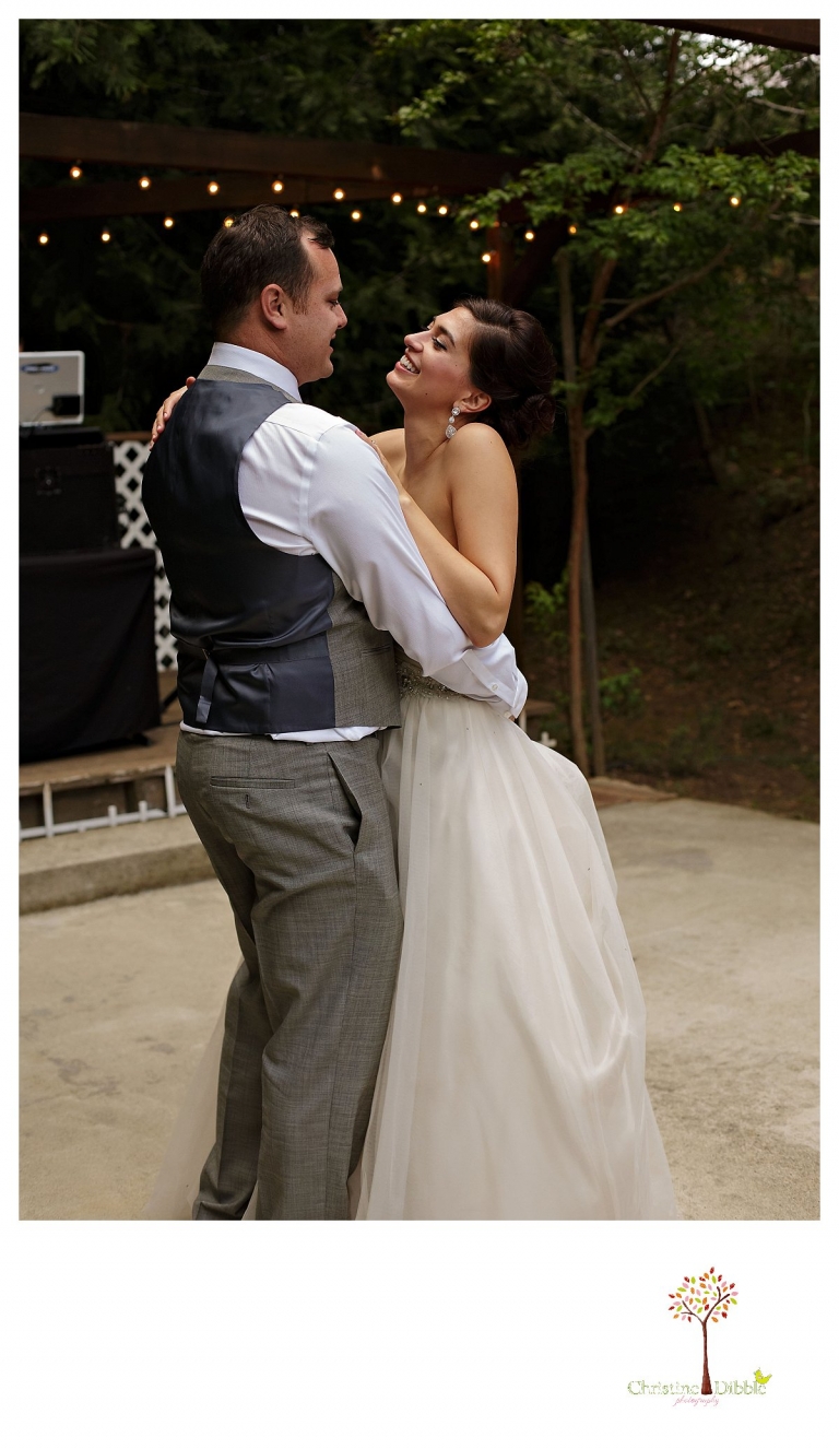 Sonora wedding photographer Christine Dibble Photography photographs a Twain Harte Tree Farm wedding and the first dance.