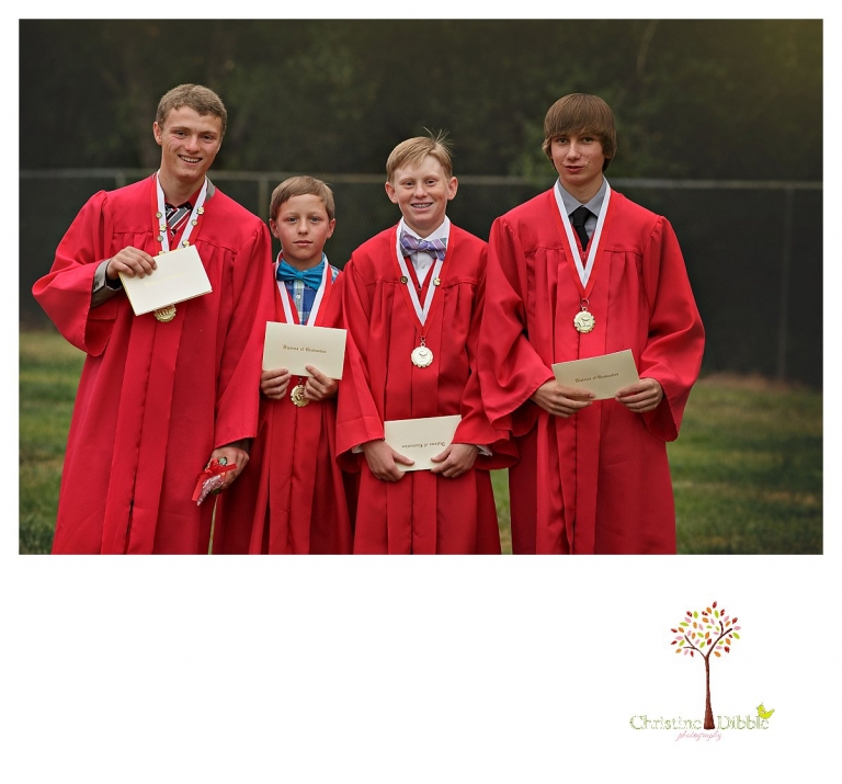 Sonora graduation and senior portrait photographer Christine Dibble Photography takes eighth grade graduation photos of a group of friends.