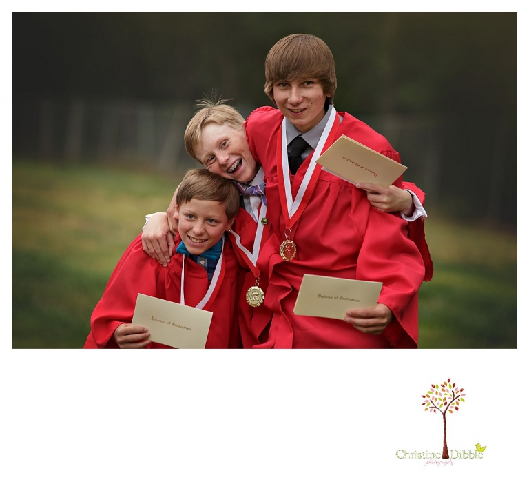 Sonora graduation and senior portrait photographer Christine Dibble Photography takes eighth grade graduation photos of a boy and friends he has known since kindergarten.