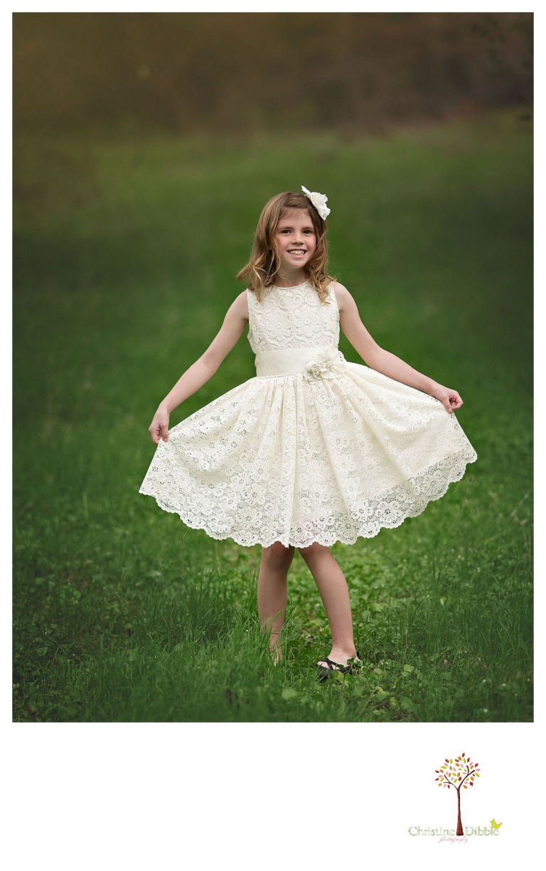 Sonora child photographer Christine Dibble Photography takes photos of flower girl dresses for Hopefully Romantic.