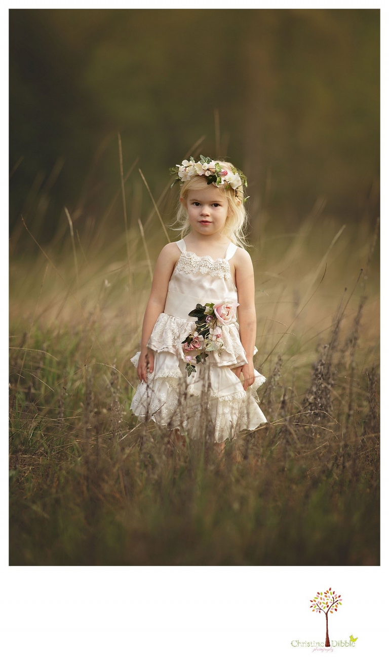 Sonora child photographer Christine Dibble Photography takes photos of flower girl dresses for Hopefully Romantic.