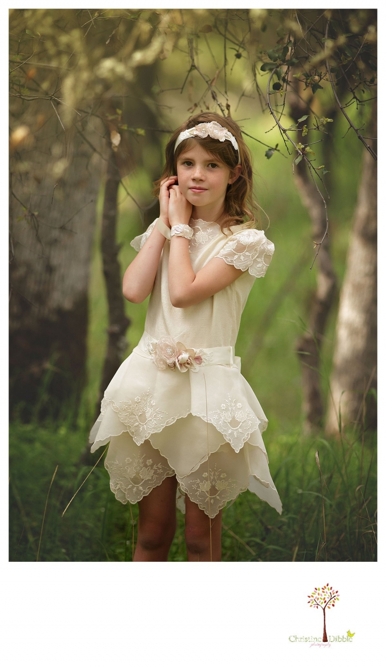 Sonora child photographer Christine Dibble Photography takes photos of flower girl dresses for Hopefully Romantic.