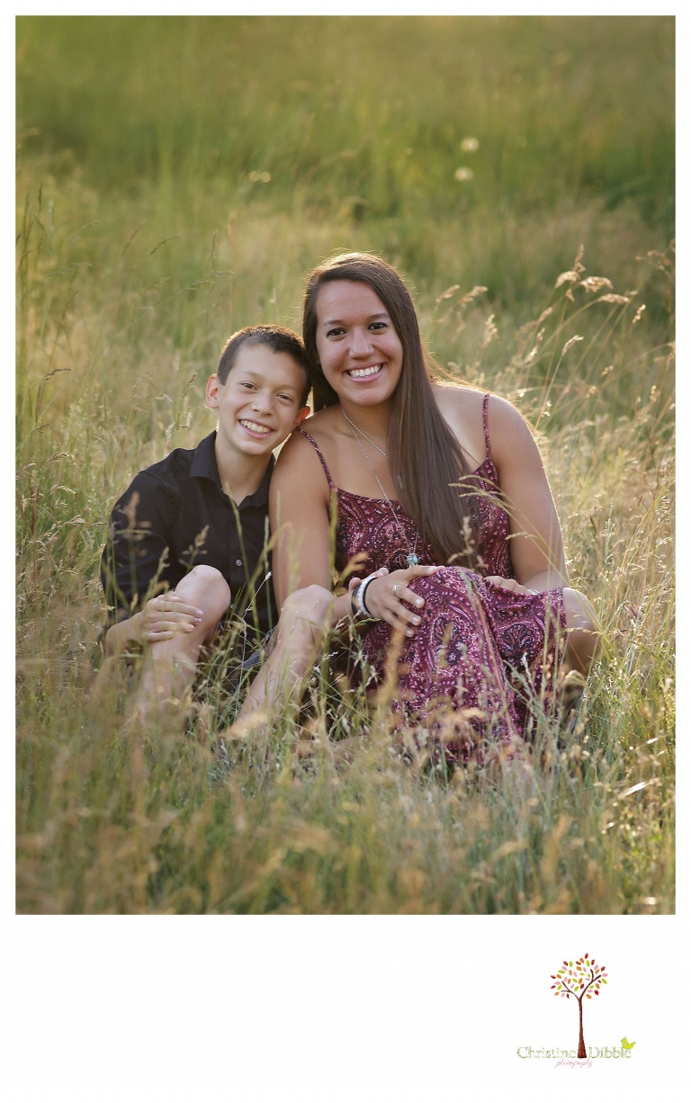 Sonora family photographer Christine Dibble Photography takes family portraits of a family celebrating their daughter's college graduation and son's eighth grade graduation.