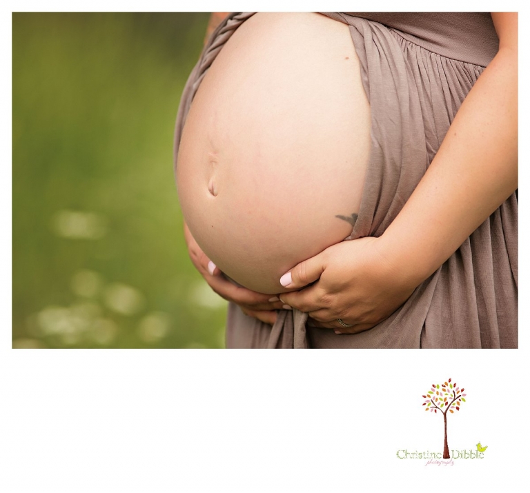 Sonora maternity photographer Christine Dibble Photography takes a close up of a bare pregnant belly.