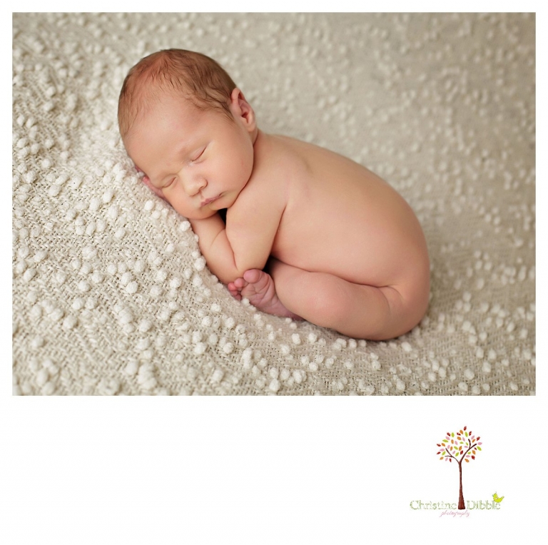 Sonora newborn and baby photographer Christine Dibble Photography takes indoor studio portraits of a sleeping baby boy.