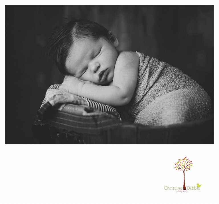 Newborn photography by best Sonora newborn photographer Christine Dibble Photography takes studio portraits in color and black and white of newborn babies asleep and awake.