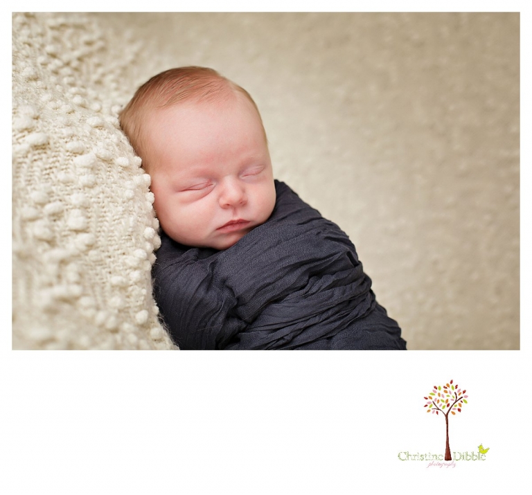 Sonora newborn photography by Christine Dibble Photography includes photos of sleeping newborn babies wrapped and on blankets.