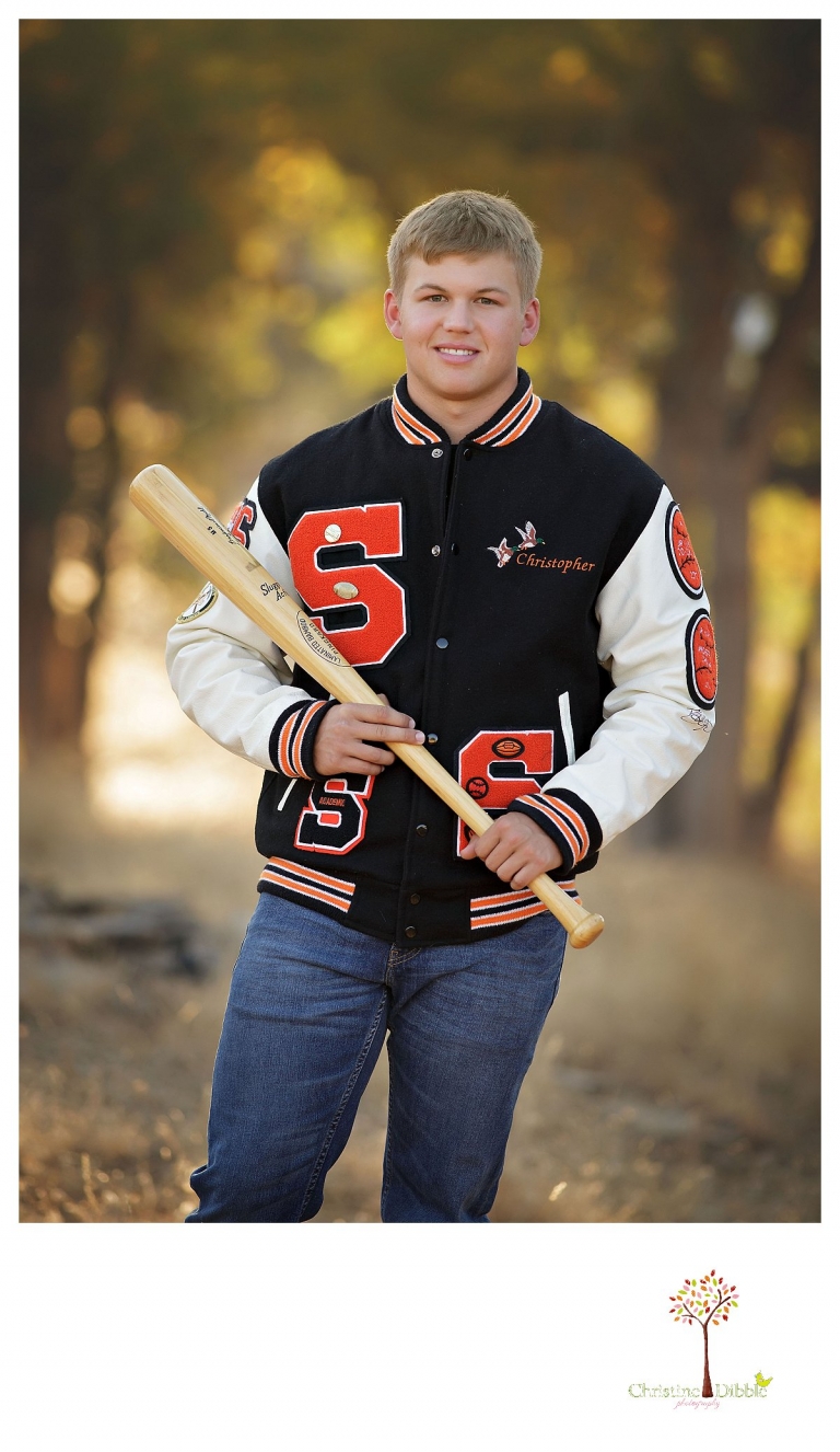 Summerville senior portrait photographer, Christine Dibble Photography of Sonora, takes senior portraits of a Summerville baseball player in Tuolumne.