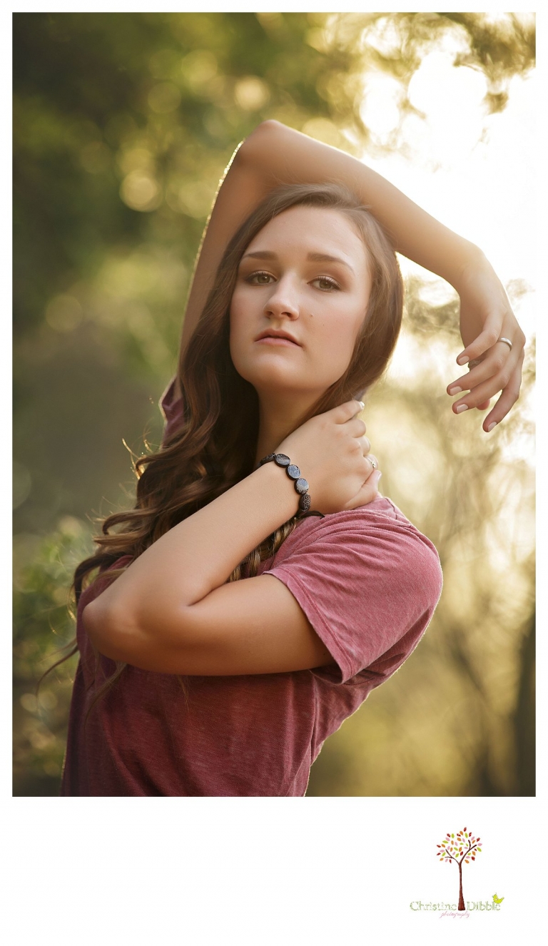 A stunning senior girl who looks like a model is photographed at Knights Ferry by Summerville and Sonora senior portrait photographer Christine Dibble Photography.