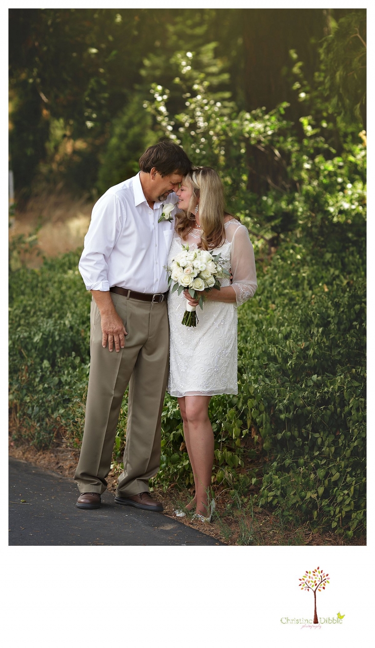 Wedding photography in Sonora by Christine Dibble Photography documents a bride and groom portrait at Twain Harte Tree Farm.