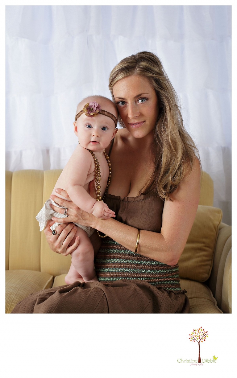 Sonora baby photographer Christine Dibble Photography takes studio portraits for a mommy and me session of a baby girl and her gorgeous mother.
