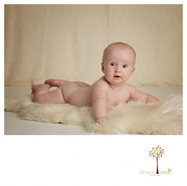 Sonora baby photographer Christine Dibble Photography takes studio portraits for a five month baby session.