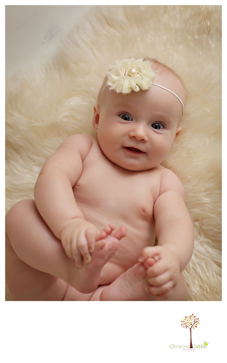 Sonora baby photographer Christine Dibble Photography takes studio portraits for a five month baby session.