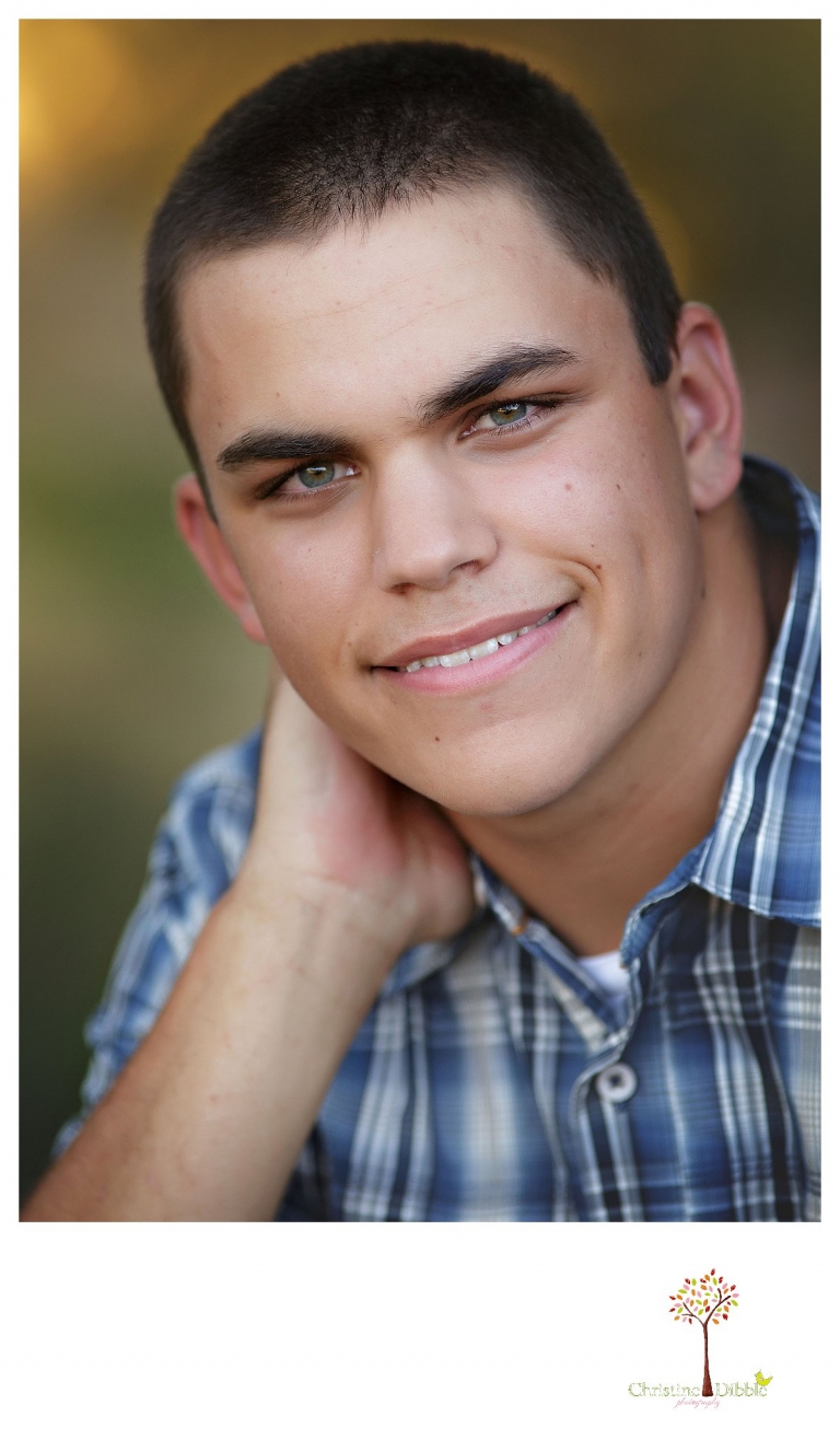 Summerville senior portrait photographer, Christine Dibble Photography of Sonora, takes photos of a senior boy with green eyes at Knights Ferry