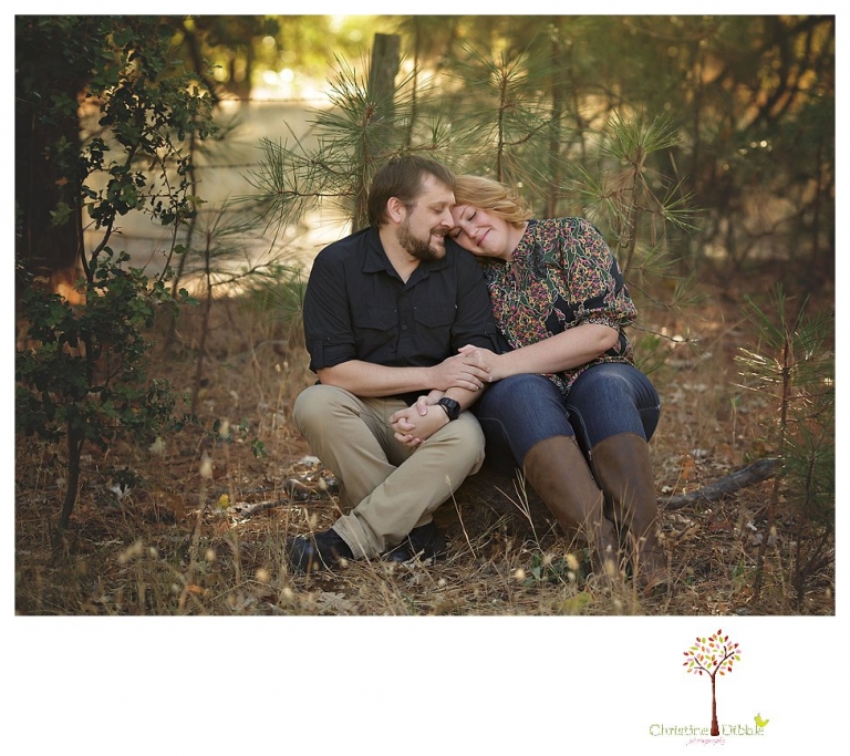 Sonora engagement and couple's portrait photographer Christine Dibble Photography takes photos of couples laughing, kissing, cuddling and having fun outdoors in golden sunlight.