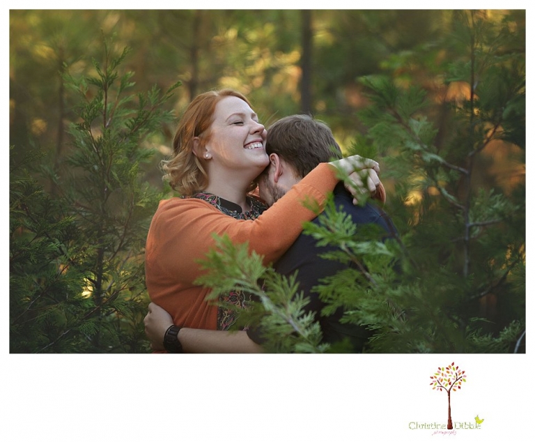 Sonora engagement and couple's portrait photographer Christine Dibble Photography takes photos of couples laughing, kissing, cuddling and having fun outdoors in golden sunlight.