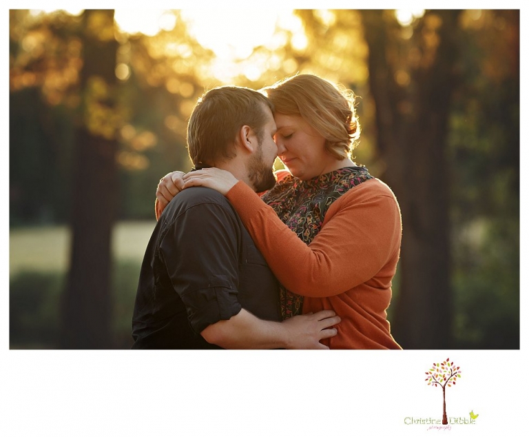 Sonora engagement and couple's portrait photographer Christine Dibble Photography takes photos of couples laughing, kissing, cuddling and having fun outdoors in golden sunlight.