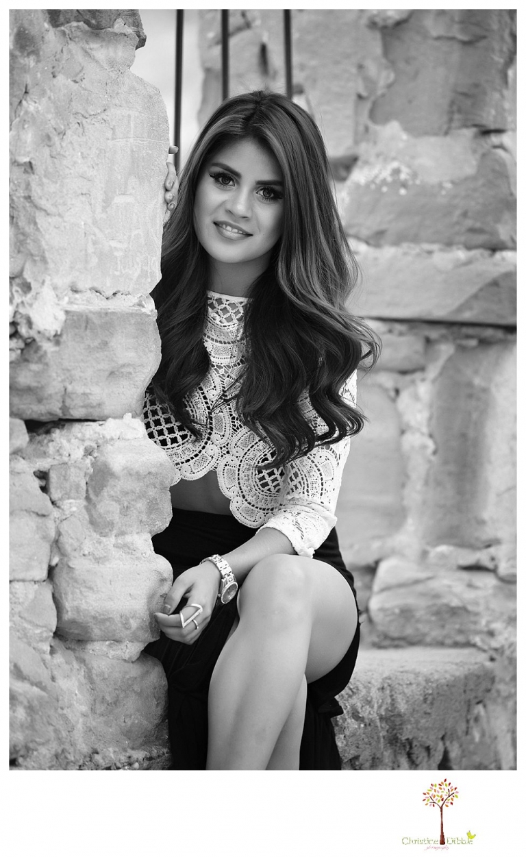 Sonora senior portrait photographer Christine Dibble Photography takes senior portraits of a beautiful Gustine High School Class of 2016 senior at Knights Ferry.