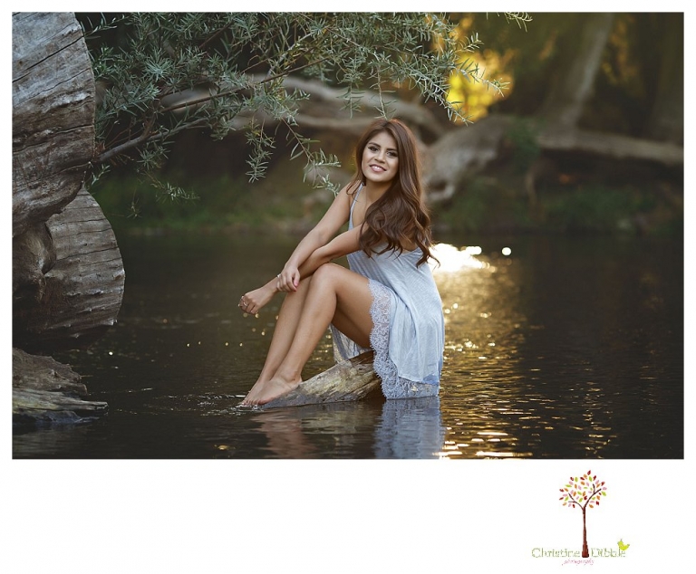 A beautiful Gustine High School Class of 2016 senior girl has her senior portrait session photographed at Knights Ferry by Christine Dibble Photography, Sonora senior portrait photographer.