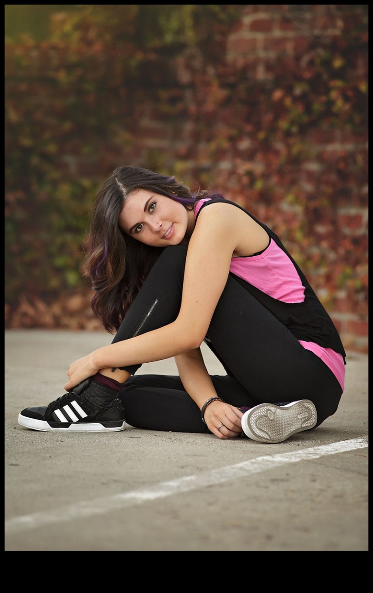 Sonora photographer Christine Dibble Photography takes a Summerville High senior's portraits in the downtown Sonora parking garage with a dance inspired theme.