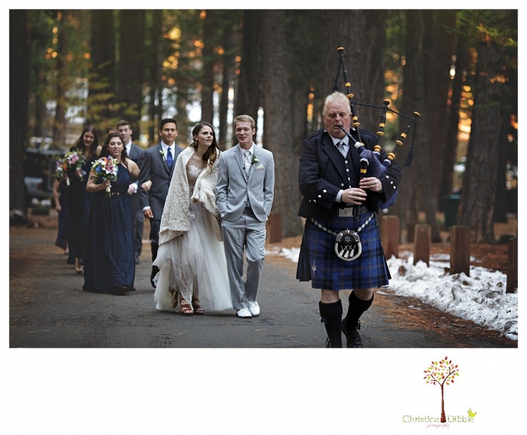 Calaveras Big Trees wedding photographed by Sonora and Arnold wedding photographer Christine Dibble Photography at a cabin in Arnold, Big Trees Park, and the reception at Jack Knight Hall.