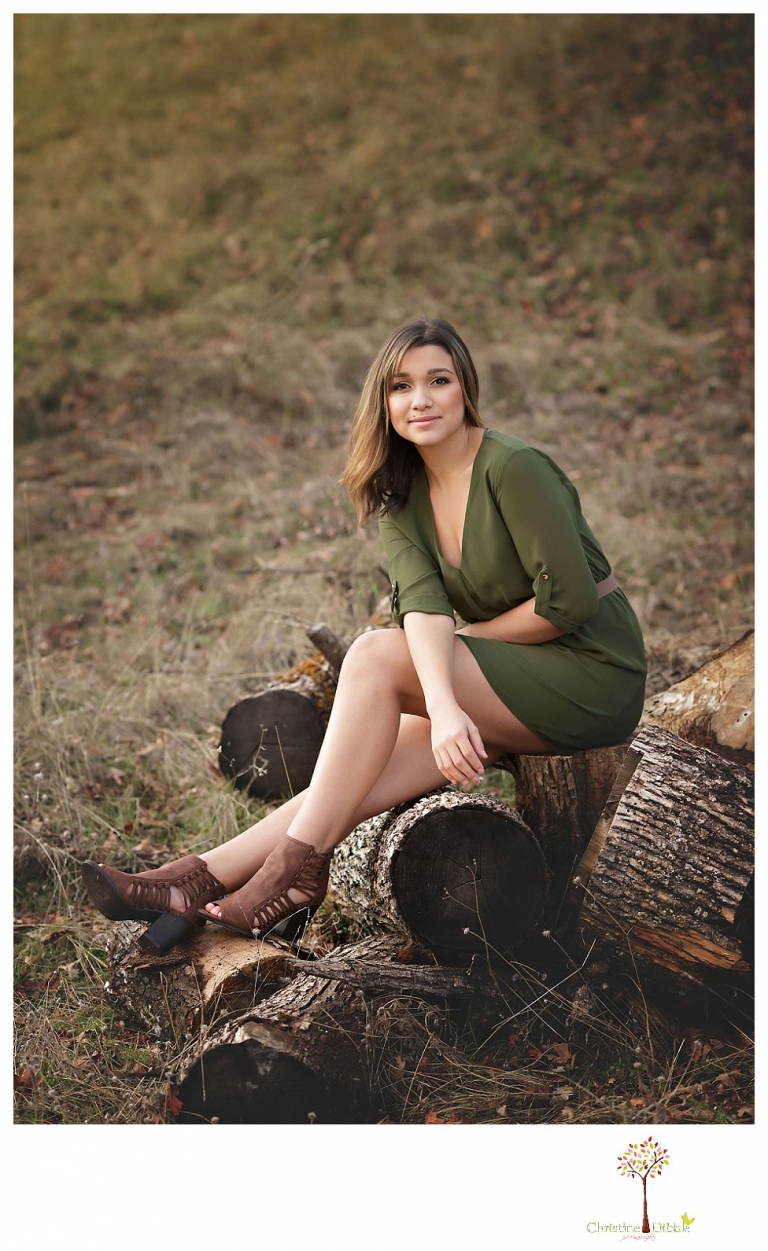 Sonora High senior portrait photographer Christine Dibble Photography takes senior portraits of the Sonora High Homecoming Queen at Indigeny Reserve on a cloudy winter day.