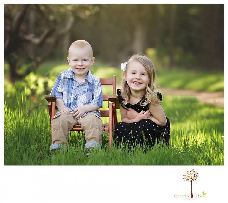 Sonora Child Photographer Christine Dibble Photography takes outdoor spring portraits of two young siblings at Indigeny Reserve while they play and explore.