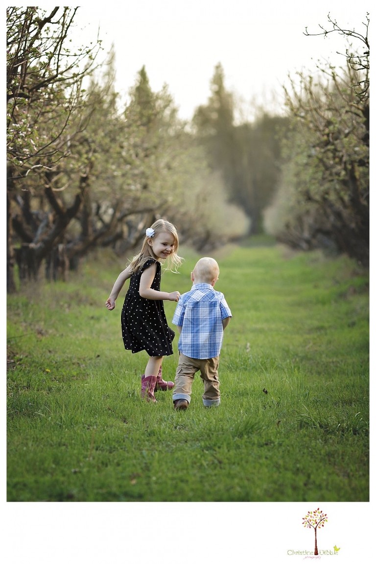 Sonora Child Photographer Christine Dibble Photography takes outdoor spring portraits of two young siblings at Indigeny Reserve while they play and explore.